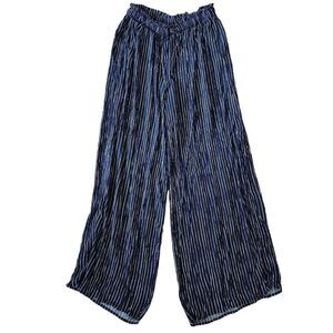 American Eagle Pants Women's Medium Blue Wide Leg Flowy Striped Regular Fit Draw